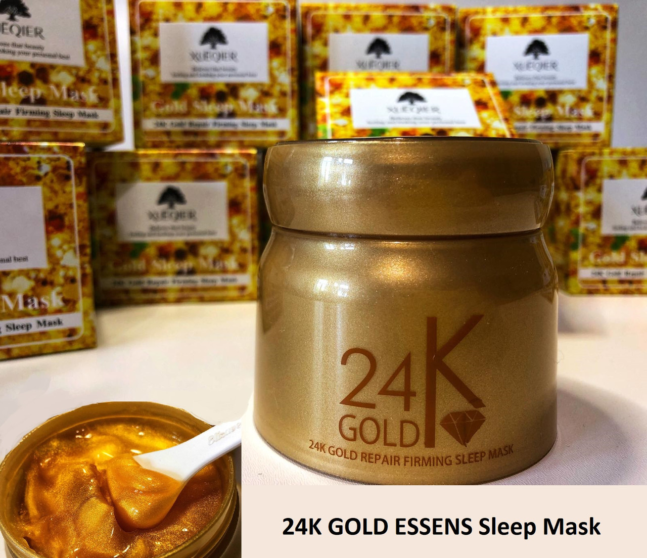 Маска для обличчя 24K Gold Essence Sleep mask XUEQIER 100g, корейська омолоджуюча маска для обличчя з золотом