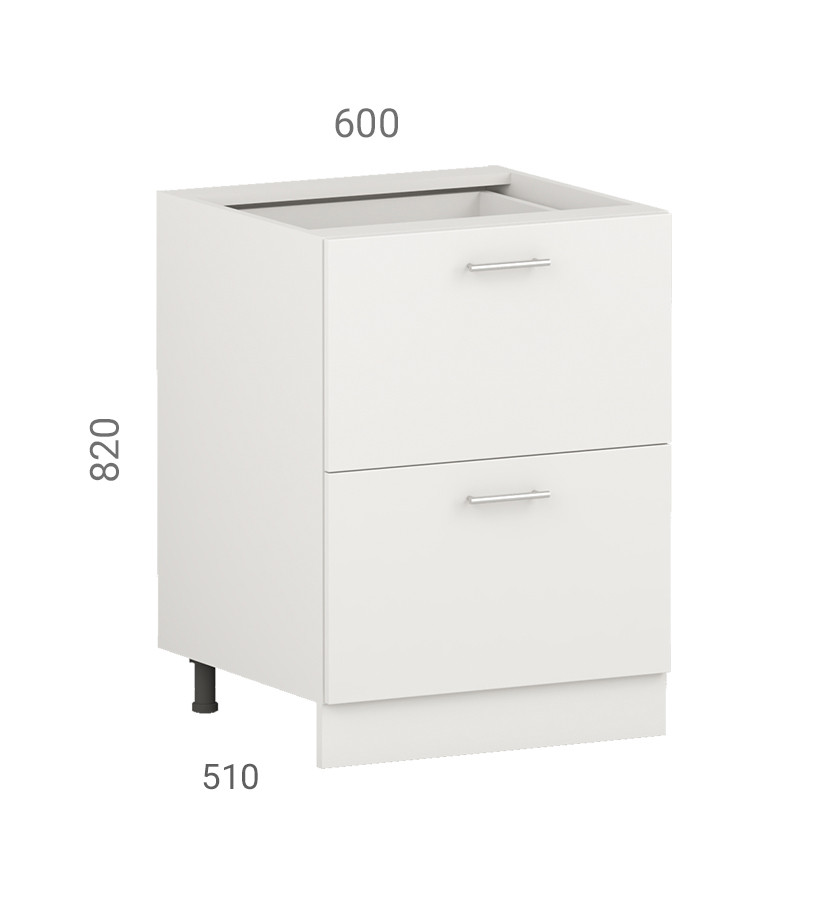 Тумба кухонна (модуль) з двома ящиками. Фасади з пластику на основі МДФ (60х51х82 см), фото 1