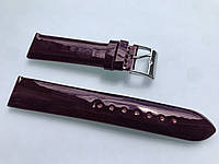 Шкіряний ремінець для наручних годинників 20 мм лакований чорний, гладкий