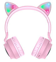 Наушники беспроводные с микрофоном HOCO W27 Bluetooth Кошачьи ушки Розовый (W27PINK)