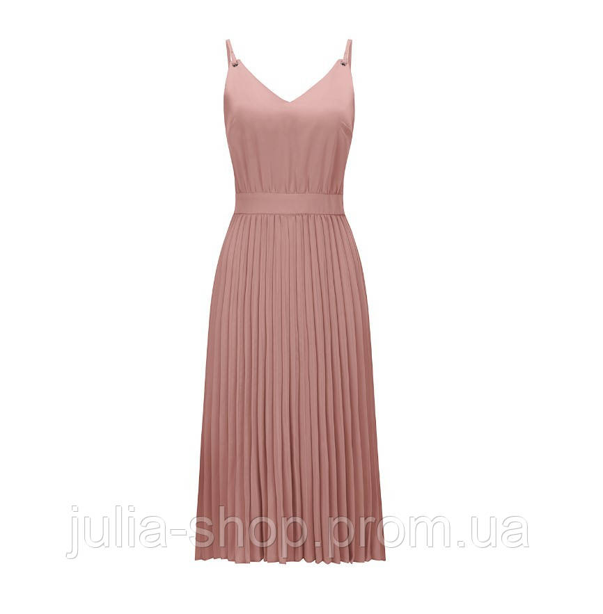 Літнє жіноче плаття пліссе на бретелях рожеве розміри M-L - фото 6 - id-p1191224599