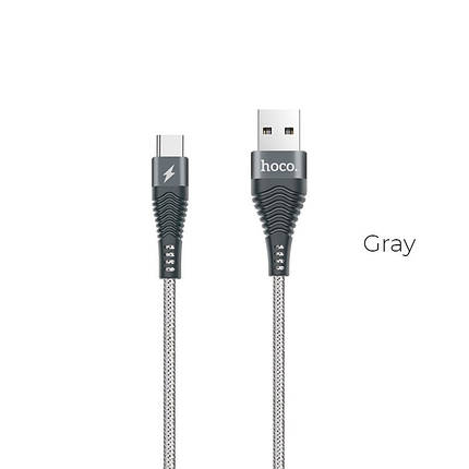 Кабель USB Type C, Hoco Unswerving steel braided, серый, 1 метр (U32), фото 2