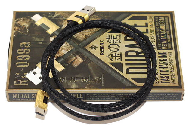 Кабель USB Type C, Remax 'Metal data', черный, 1 метр, 3.0A (RC-089a), фото 2