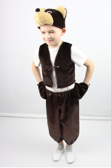 Карнавальний костюм Ведмедик шоколадного кольору для хлопчиків від 3 до 6 років, фото 1