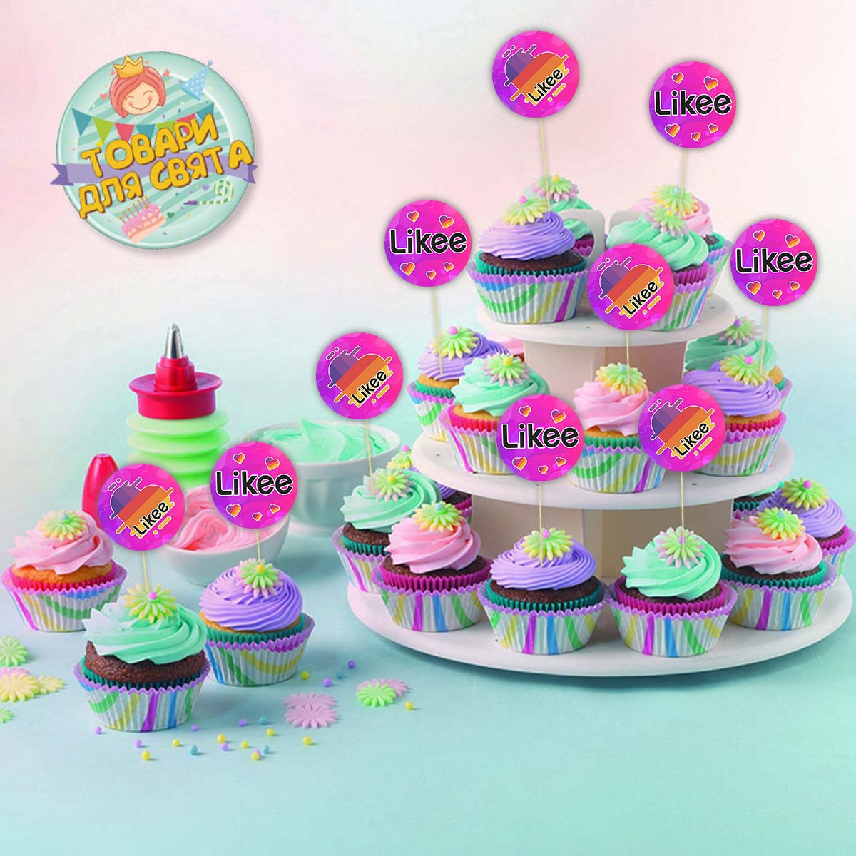 Топпери Лайки для кексів, мафінів, капкейків (10 шт) (Картон)