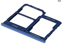 Лоток для сим карты и карты памяти для Samsung A405F Galaxy A40, синий на две Sim-карты