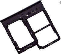 Лоток для сім-карти і карти пам'яті для Samsung A202F Galaxy A20e 2019, чорний, на дві Sim-карти