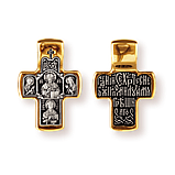 Хрест срібний Господь Вседержитель. Деісус. Вмч. Пантелеїмон Цілитель, фото 2