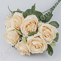Искусственные розы на ножке, персиковые, 9 шт., 25×42 см