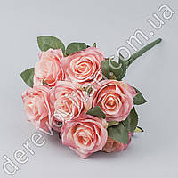 Искусственные розы на ножке, розовые, 9 шт., 25×42 см