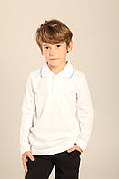 Рубашка поло с длинным рукавом на мальчика белая 134-164