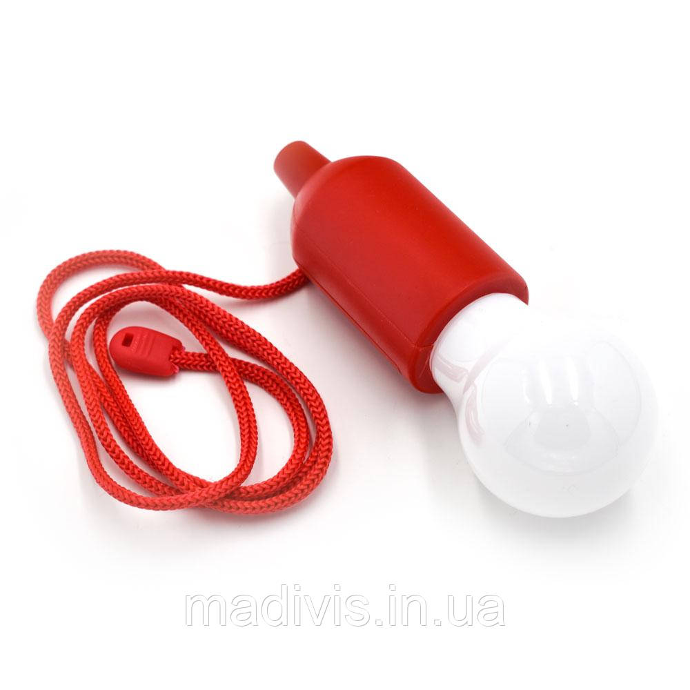 Переносна світлодіодна похідна лампа на батарейках зі шнуром-вимикачем TY-6088, КРАСНА, фото 1