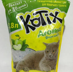 Силікагелевий наповнювач Kotix Green Apple (Котікс Зелене яблоко), 3,8л.