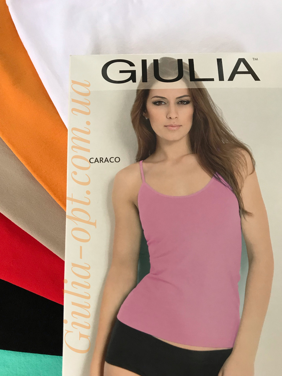 Майка безшовна на тонких бретелях Giulia Caraco різні кольори розміри S/M L/XL