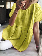 Блузка женская удлиненная лен свободный крой 40 42 44 46 48 50 52 54 56 58 60 размера Разные цвета
