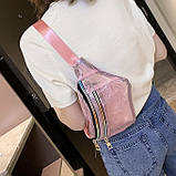 Жіноча дитяча прозора бананка на два відділу "КЛІТКА" салатова зелена, фото 3