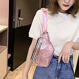 Жіноча дитяча прозора бананка на два відділу "КЛІТКА" салатова зелена, фото 5