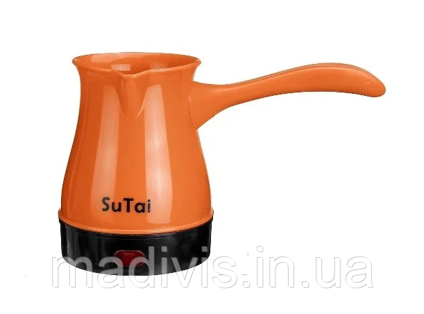 Турка кавоварка електрична Електротурка SuTai 168, 0,5 л. ОРАНЖЕВА, фото 1
