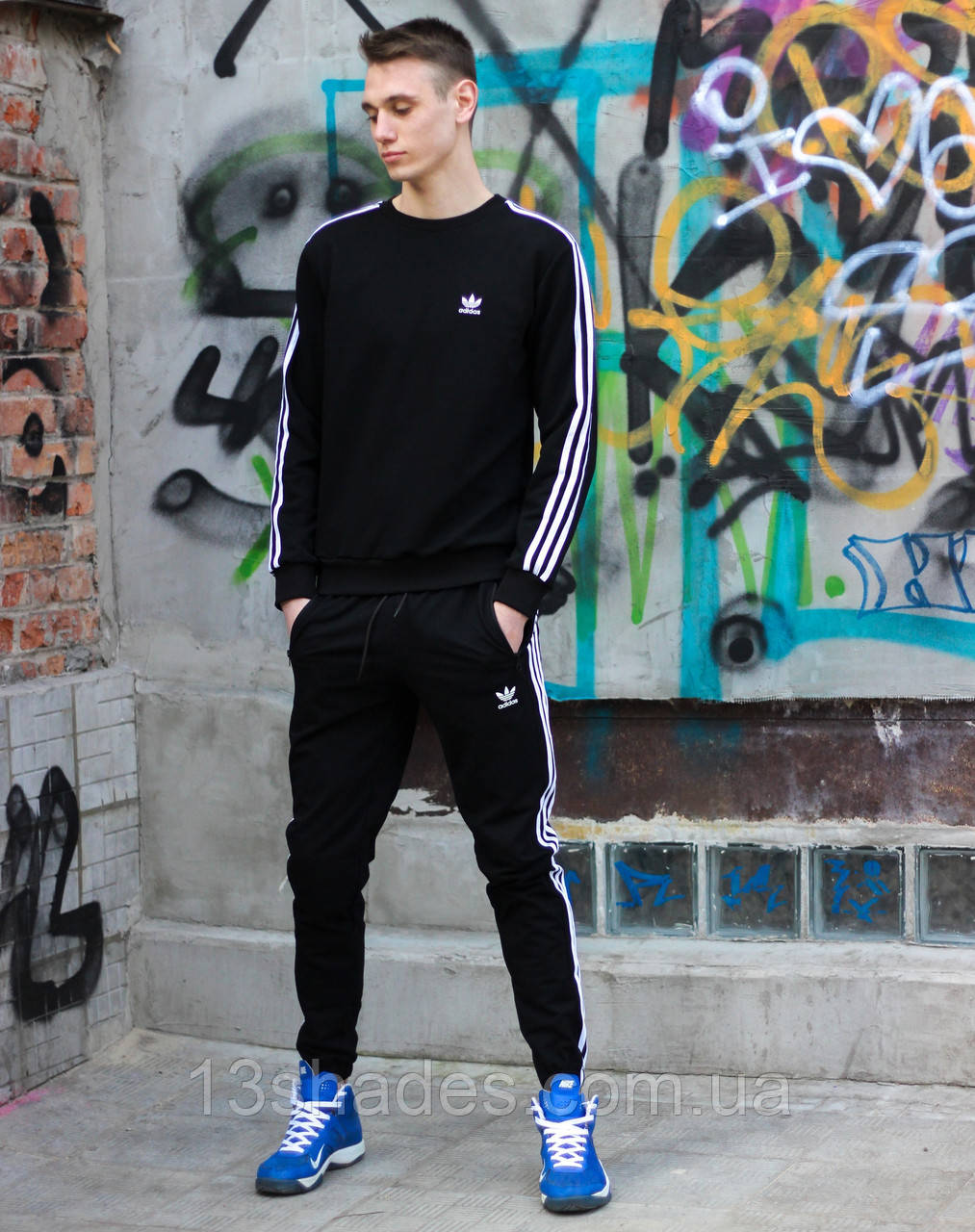 Спортивний чоловічий костюм худі штани бавовна чорна весна літо Київ, фото 1