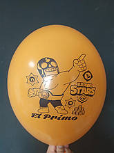 Латексна кулька з малюнком Бравл старс Прімо оранжевий 007 12" 30см Belbal ТМ "Star"