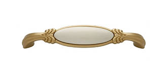 Ручка скоба сучасна класика GU-M7800 матове золото з керамікою 128 мм