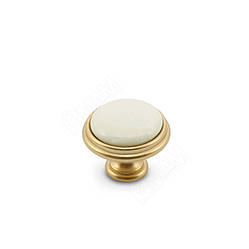 Ручка кнопка сучасна класика GU-P7704 матове золото з керамікою d35 мм