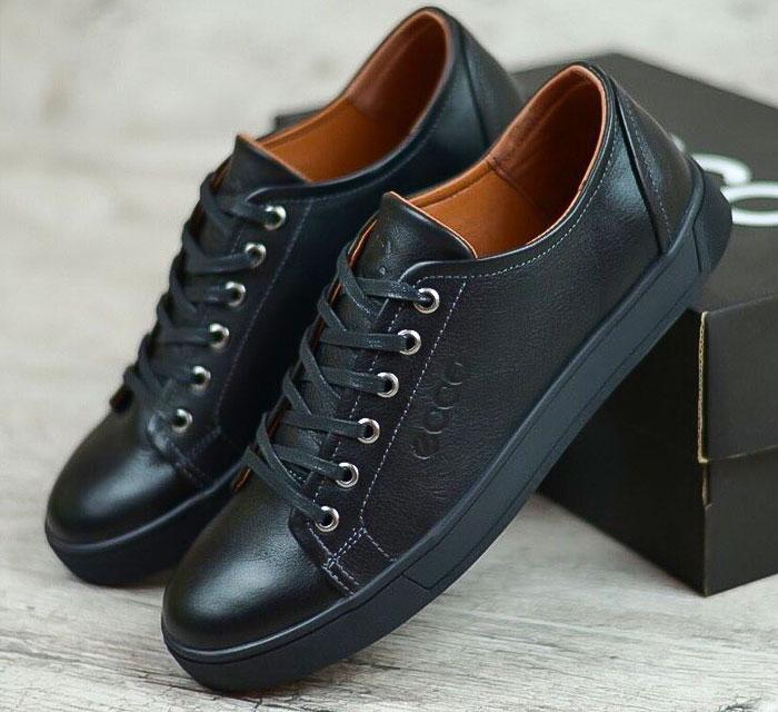 Кеди ECCO чоловічі чорні шкіряні натуральні, фото 1