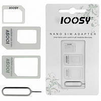 Перехідники для сім карти адаптер Ioosy Nano Sim Micro Sim Mini Sim