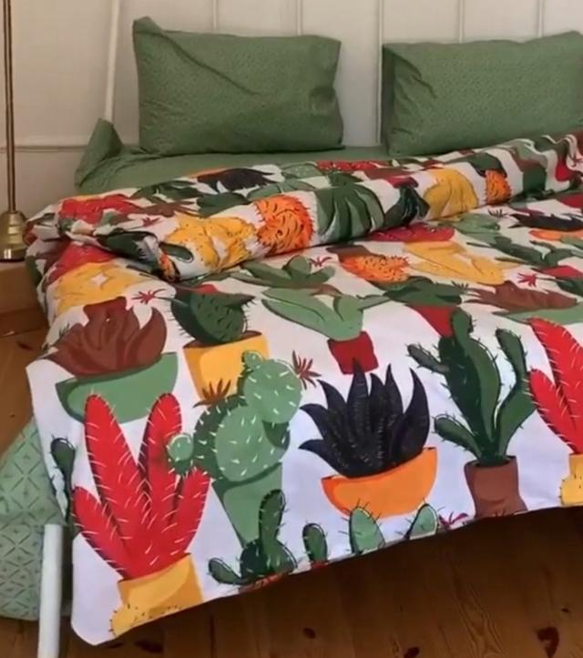 картинка постільна білизна євро розмір з кактусами