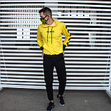 Спортивний чоловічий костюм худі штани бавовна жовтий з чорним весна літо Київ, фото 4