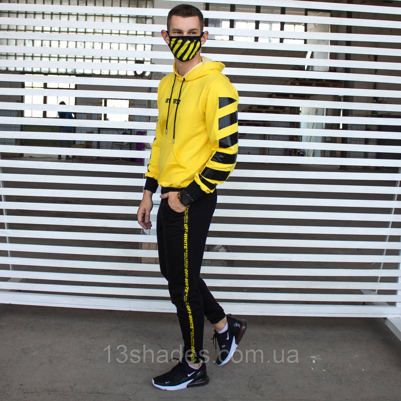 Спортивний чоловічий костюм худі штани бавовна жовтий з чорним весна літо Київ, фото 1