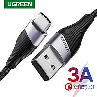 Оригинальный кабель UGREEN ED022 Black Type-C Fast Charge 3A быстрая зарядка 60205