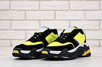 Женские кроссовки Balenciaga Triple S V2 Black Yellow, черно-желтые кроссовки баленсиага трипл с баленсияга