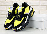 Жіночі кросівки Balenciaga Triple S V2 Black Yellow, чорно-жовті кросівки баленсіага тріпл с баленсіяга, фото 3