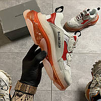 Женские кроссовки Balenciaga Triple S Clear Sole White/Red, кроссовки баленсиага трипл с, кроссовки баленсияга