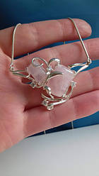 Срібне кольє Брюгге з рожевим кварцом