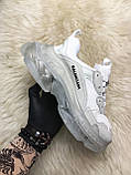 Жіночі кросівки Balenciaga Triple S Clear Sole White Grey, кросівки баленсіага тріпл з, фото 4