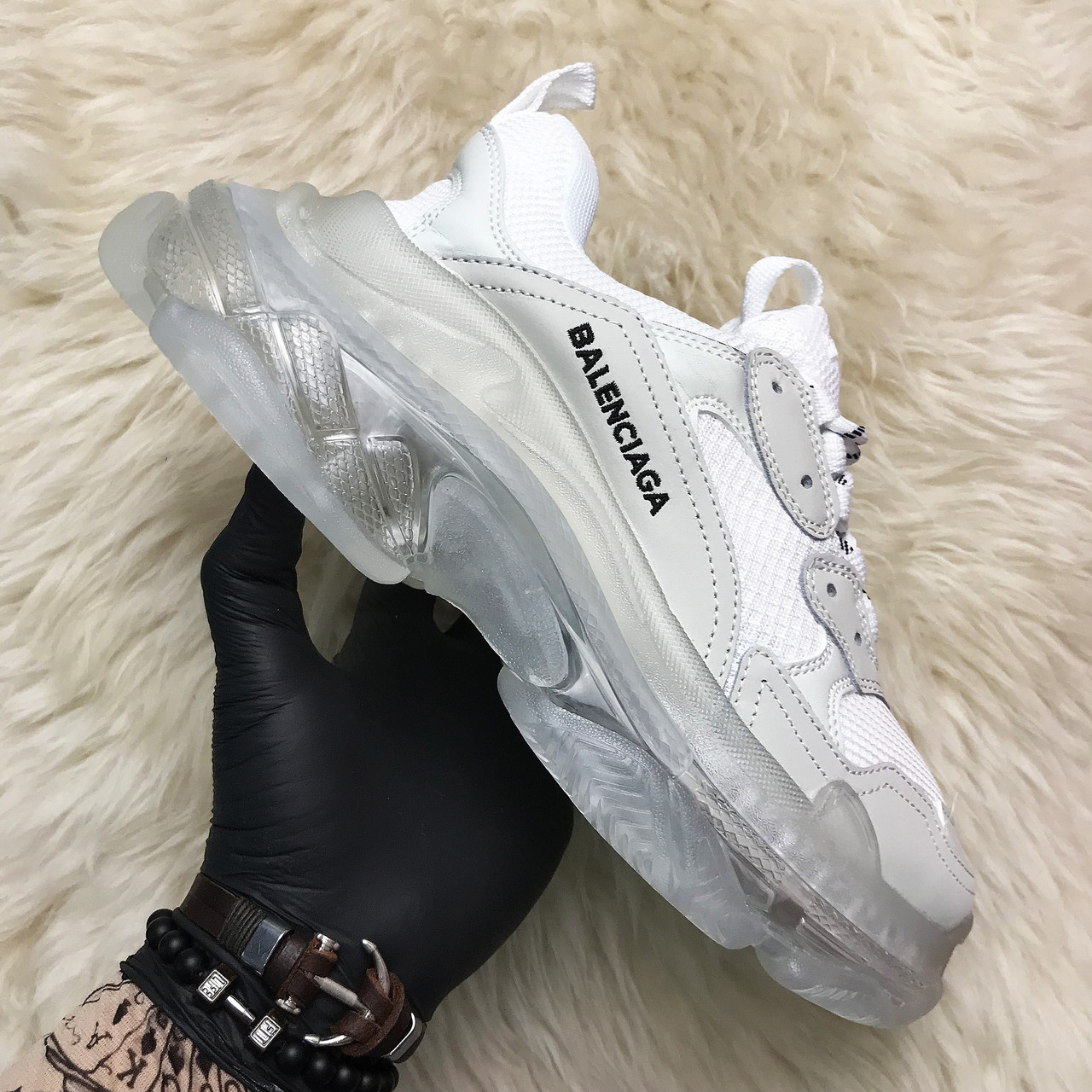 Жіночі кросівки Balenciaga Triple S Clear Sole White Grey, кросівки баленсіага тріпл з, фото 1