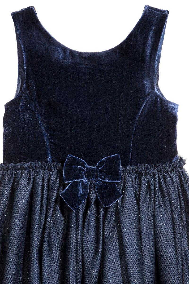 H and m hot sale blue velvet dress
