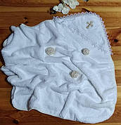 Крижмо для хрещення з мішечком для волосся — рушник-куточок для хрещення "Крістик" золото