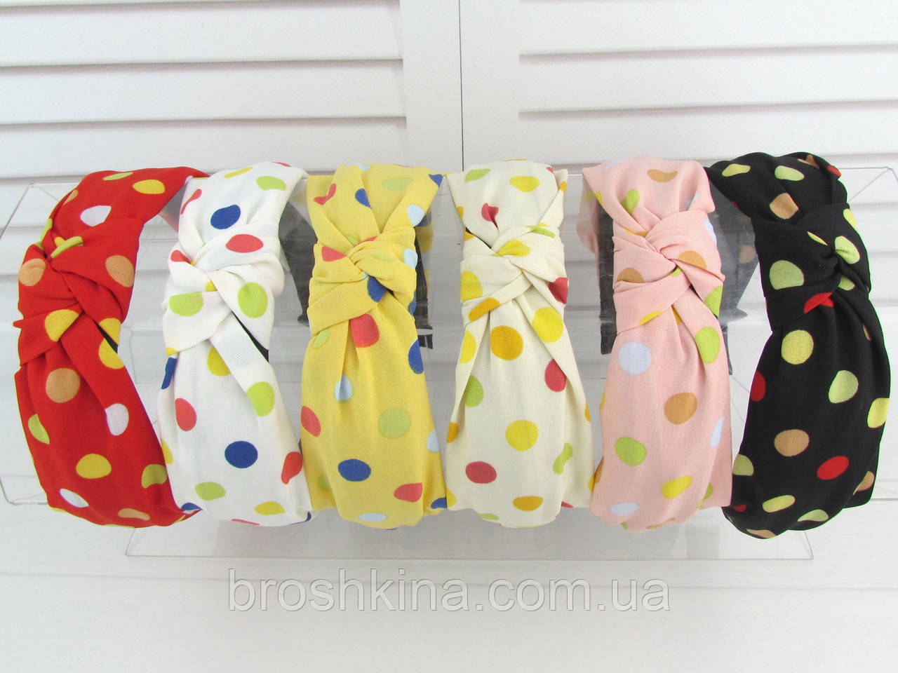 Обручі Чалма основа пластик/текстиль 6 шт/уп., фото 1