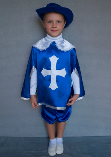 Дитячий карнавальний костюм Мушкетер синій для хлопчиків від 3 до 6 років
