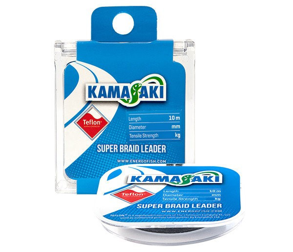 Повідковий матеріал 10м 0.14мм 10.8кг Kamasaki Super Braid Leader Teflon Grey