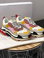 Женские кроссовки Balenciaga Triple S White Yellow Pink, женские кроссовки баленсиага трипл с, баленсияга