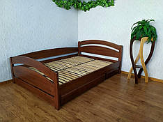 Напівторне кутове ліжко з висувними шухлядами з масиву дерева "Марта Преміум" від виробника 140х190, колір на вибір