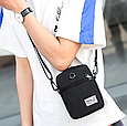 Сумка маленька на пояс через плече на груди текстиль сіра 15х13х7 см тканинна для чоловіків і жінок 2 відділи, фото 9