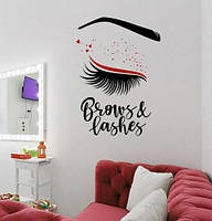 Наклейка на стіну Brows and Lashes (очей, стрілки, назва, наклейка в кабінет краси)