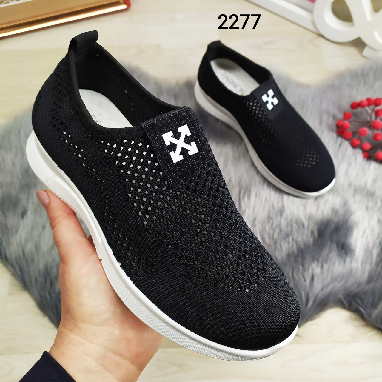 Жіночі чорні кросівки мокасини текстильні із сіточкою, фото 1