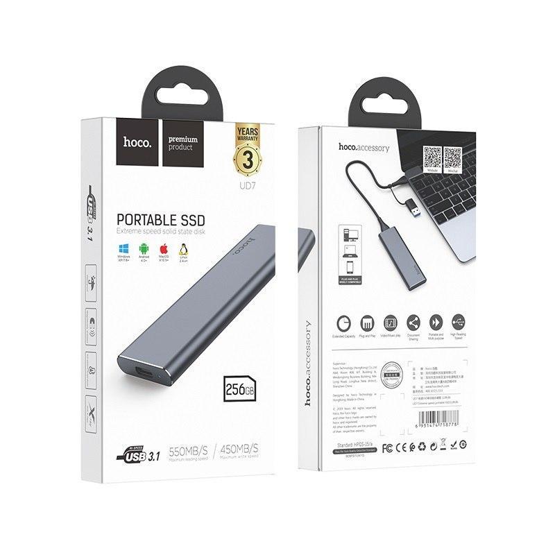 Зовнішній накопичувач SSD Type-C HOCO Extreme speed portable UD7 256GB USB3.1