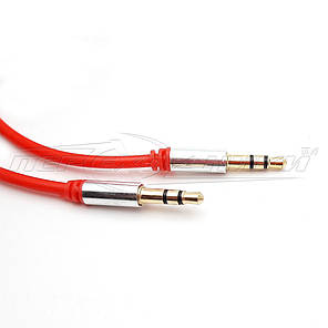 Аудіо кабель AUX 3.5 mm jack 2 м, спіральний червоний, фото 2